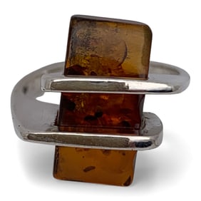 Silver & Amber Ring