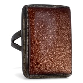 Sterling Silver & Gold Stone Ring