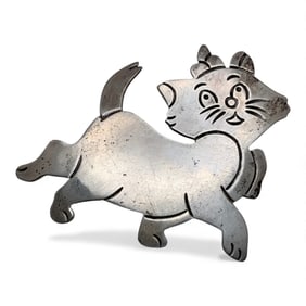 Mexico Sterling Silver Cat Pin