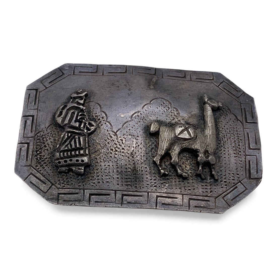 Large 900 Silver Figural Pin: Marked 900 - 2 7/8" Long - 27.6 Grams