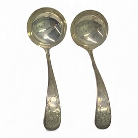Pair Of Sterling Silver English Ladles