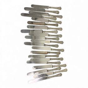 21 Dinner Knives With Sterling Silver Handles