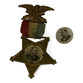 2 Sterling Grover Cleveland Campaign Pins