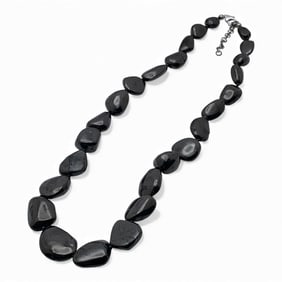Hematite Stone Necklace W Sterling Clasp