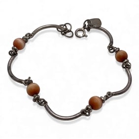 Sterling Silver Bracelet With Stone Beads