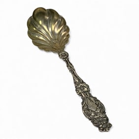 Sterling Silver Serving Spoon, Lily Pattern