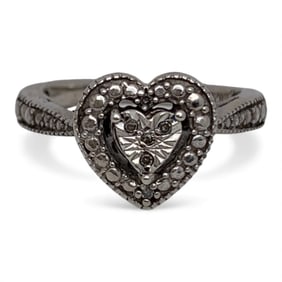 Sterling Silver & Diamond Heart Ring
