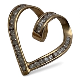 14k Yellow Gold & Diamond Heart Pendant