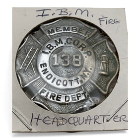 Silver I B M Fire Dept. Headquarters Pin
