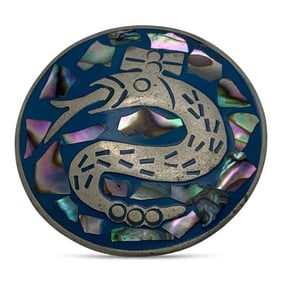 Silver Pin With Inlaid Abalone Stones