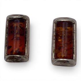 Sterling Silver & Amber Earrings
