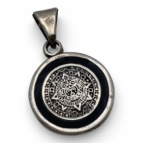 Sterling Silver Aztec Calendar Pendant