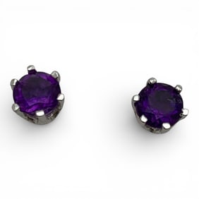 Sterling Silver & Purple Stone Earrings