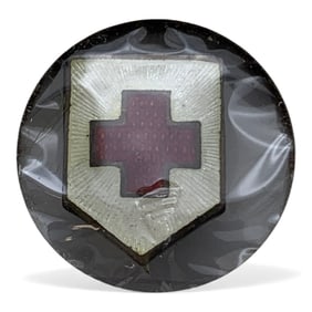 Sterling Silver Enameled Red Cross Pin