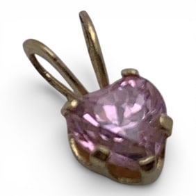 14k Yellow Gold & Pink Stone Pendant