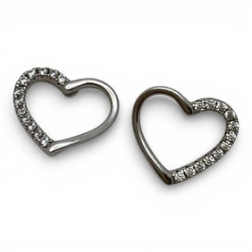 Sterling Silver & Clear Stone Heart Earrings