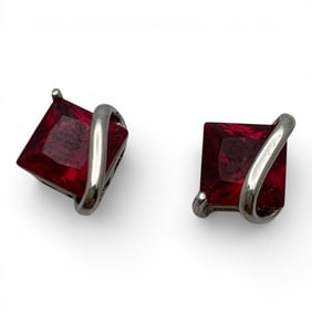 Sterling Silver & Pink Stone Earrings