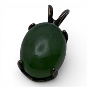 14k Yellow Gold & Green Jade Pendant