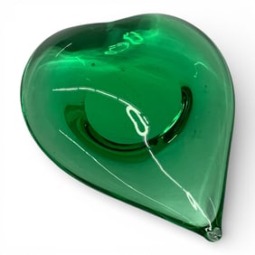 Green Glass Heart Shaped Paper Weight