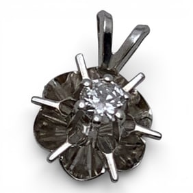 14k White Gold & Diamond Pendant