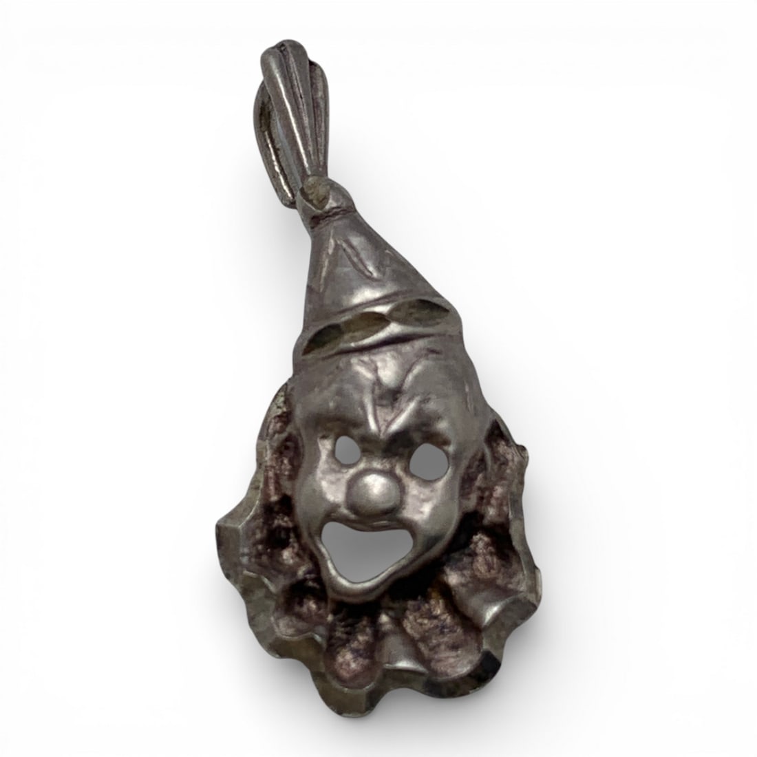 Sterling Silver Clown Face Pendant: Marked 925 - 1" Long - 1.2 Grams