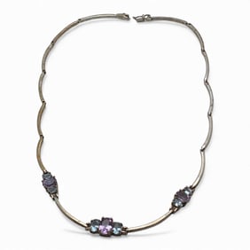 Sterling Necklace With Blue & Purple Stones