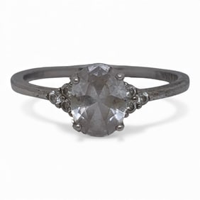 Sterling Silver Ring With Clear Stones