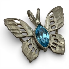 Sterling & Blue Stone Butterfly Pendant