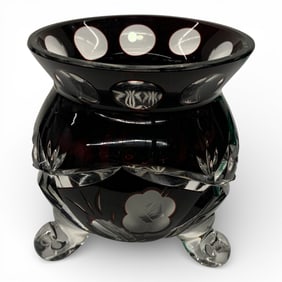 Ruby Cut To Clear Footed Bowl