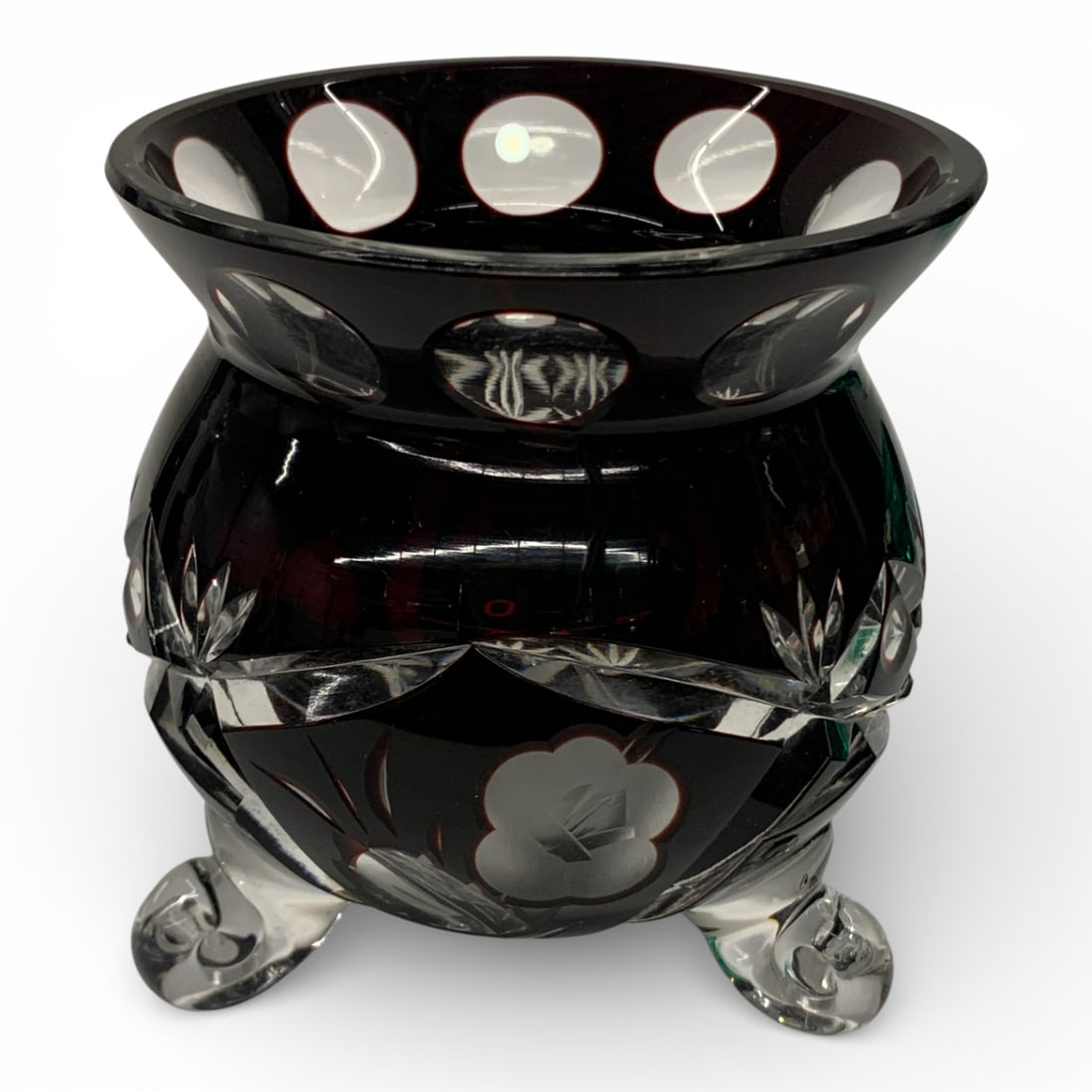 Ruby Cut To Clear Footed Bowl (1 of 3)