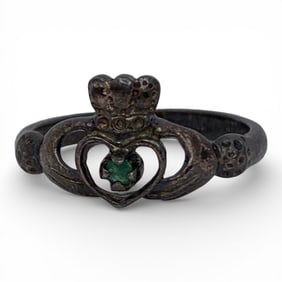 Sterling & Emerald Claddagh Ring