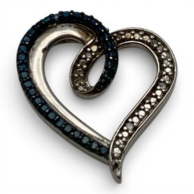 Sterling Silver & Diamond Heart Pendant