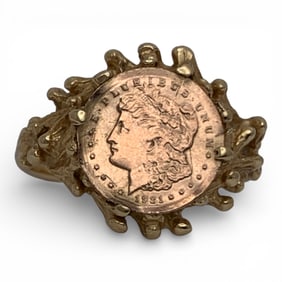 14k Yellow Gold Coin Ring