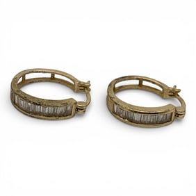 Sterling & Cubic Zirconia Gold Tone Earrings