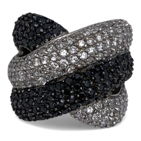 Sterling Ring With White & Black Stones