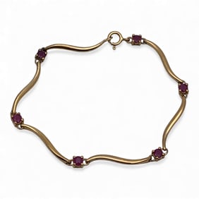 Sterling Gold Tone Bracelet With Rubies