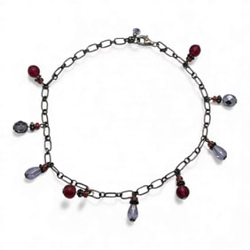 Sterling Silver Bracelet With Glass Stones