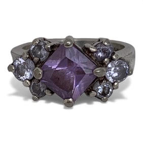 Sterling Silver Ring With Purple Stones