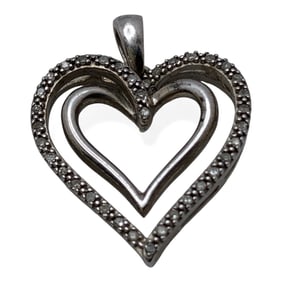 Sterling Silver & Diamond Heart Pendant