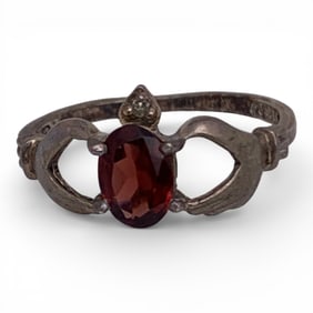 Sterling Silver & Red Stone Ring