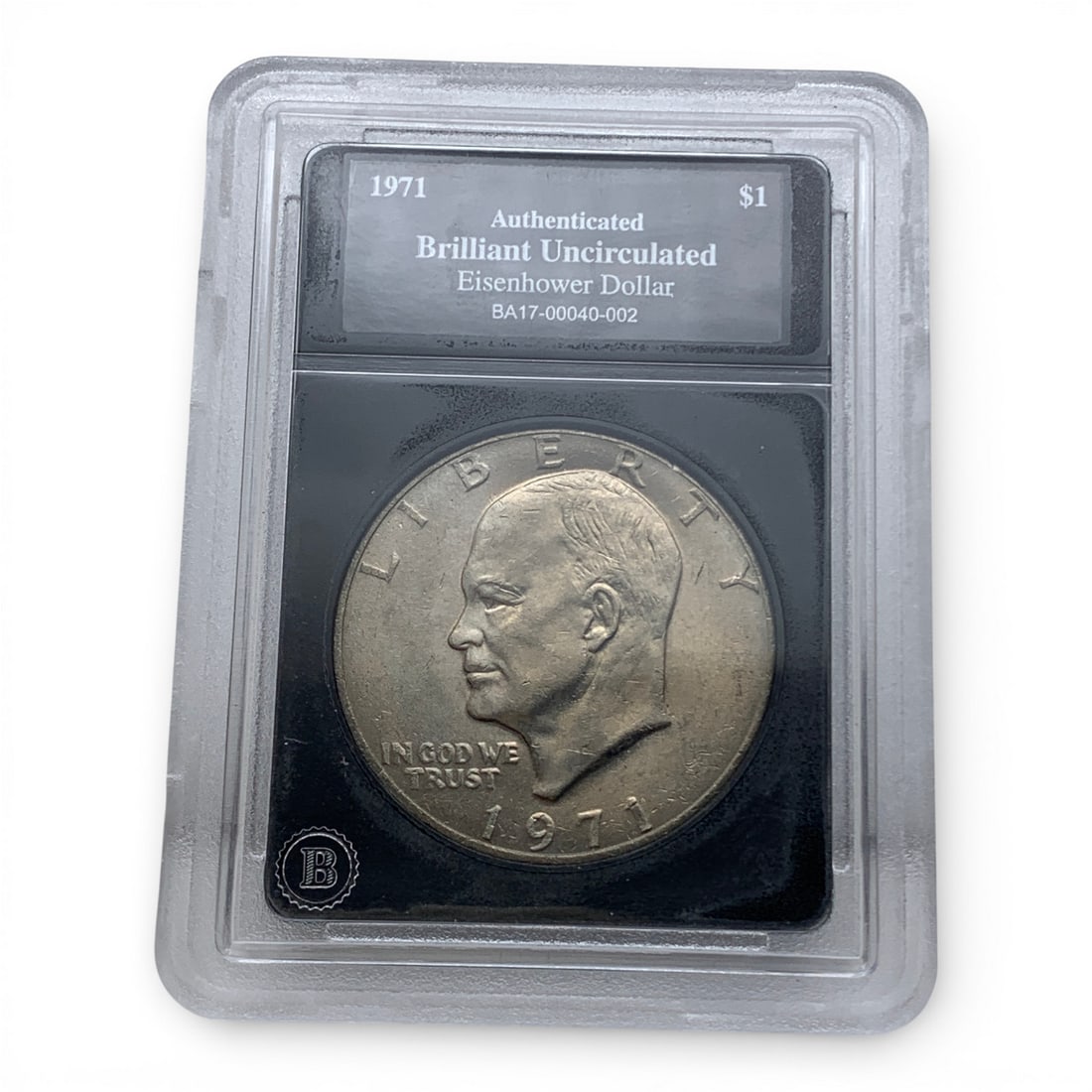 1971 Slabbed B U Eisenhower Silver Dollar (1 of 2)