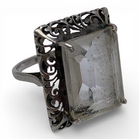 Sterling Silver & Clear Stone Ring