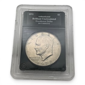 1972 Slabbed B U Eisenhower Silver Dollar