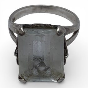 Sterling Silver & Clear Stone Ring