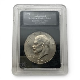 1974 Slabbed B U Eisenhower Silver Dollar