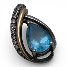 Sterling & 10k Gold Pendant With Stones