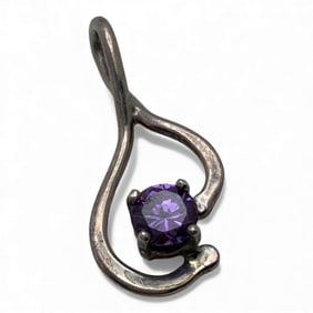 Silver & Purple Stone Pendant