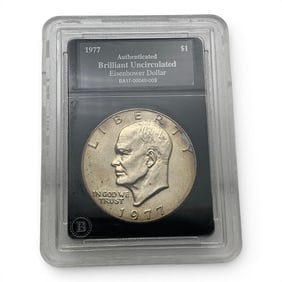 1977 Slabbed B U Eisenhower Silver Dollar