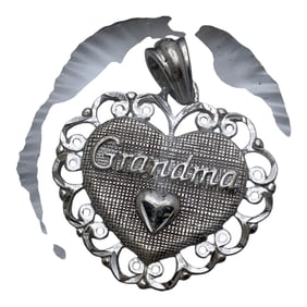 Sterling Silver Heart Pendant, Grandma