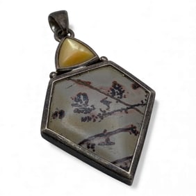 Sterling Silver Pendant With Hard Stones